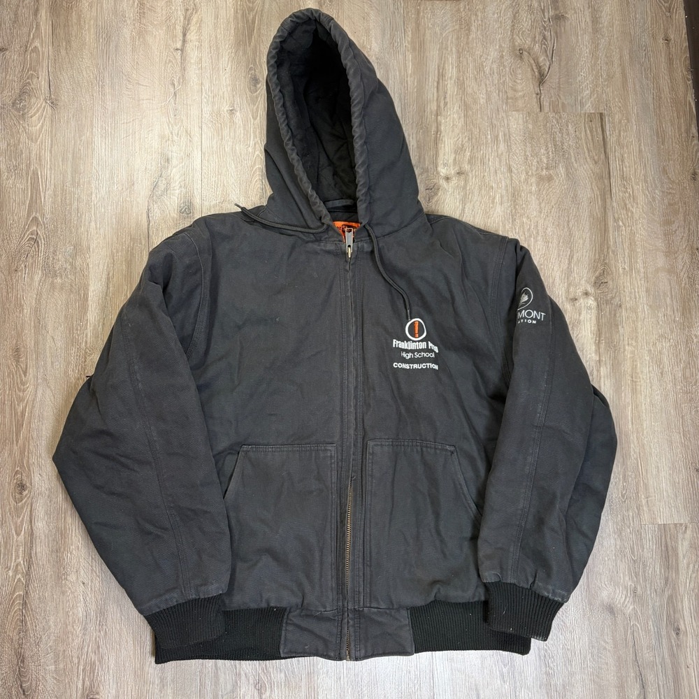 Cornerstone Duck Canvas Jacket Mens Large Black Full Zip Workwear Heavy